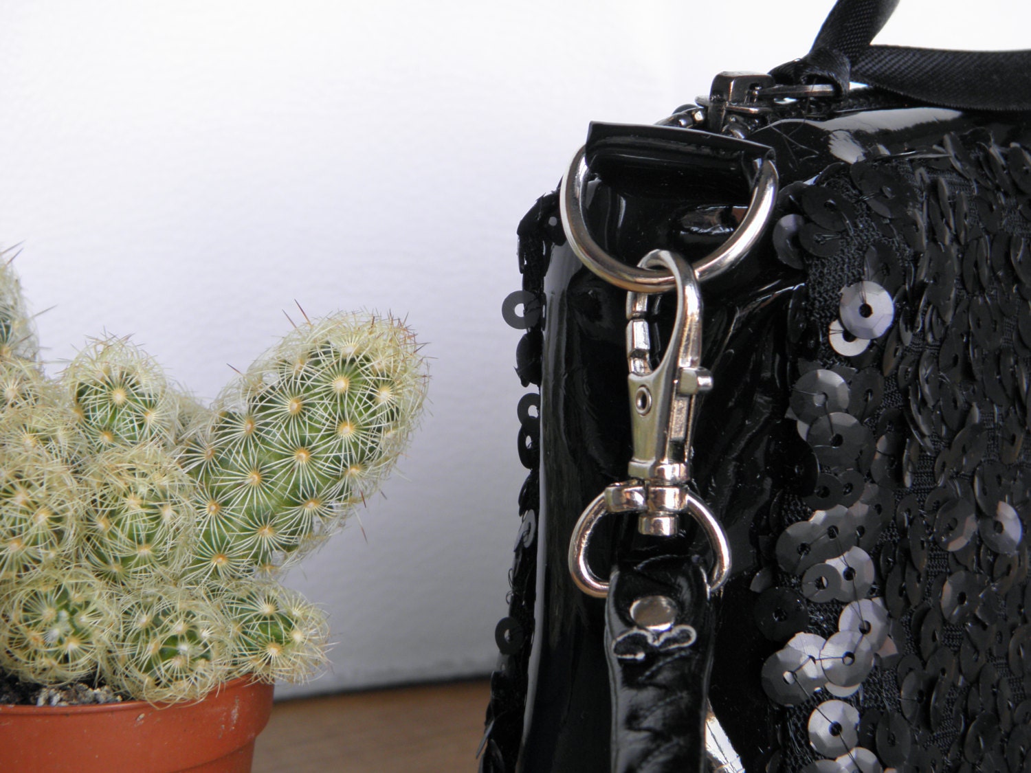 Black Sequin Embellished Mini Clutch Purse