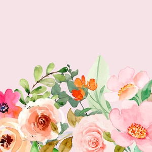 Floral Desktop Wallpaper, Digital Download, Flowers, Minimal Wallpaper