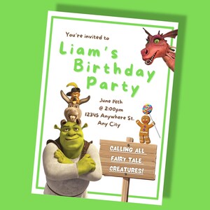 Shrek Birthday invite, Editable Digital Download Template, Modern Invite