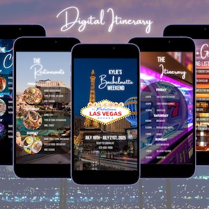 Itinerario de viaje de chicas, plantilla de itinerario, invitación de fin de semana de cumpleaños, itinerario de fin de semana, agenda digital, itinerario de Las Vegas