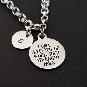 I Will Hold You Up Bracelet - Bible Verse Charm - Expandable Charm Bracelet - Initial Bracelet - Religious Bracelet - Bible Verse Bracelet