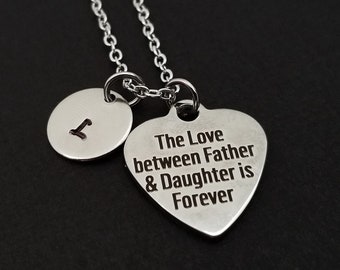 Father Daughter Necklace - Gift for Daughter - Personalized Necklace - Custom Initial Necklace - Father Daughter Gift - Dad Love Necklace