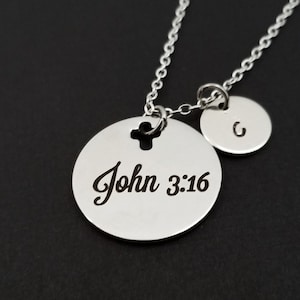 John 3:16 Necklace - Religious Necklace - Cross Necklace - Christian Necklace Bible Verse Necklace - Baptism Gift - Christian Jewelry