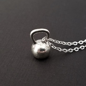 Silver Kettlebell Necklace Fitness Jewelry Personalized Necklace Custom Gift Weightlifting Necklace Gym Jewelry Crossfit Jewelry image 1