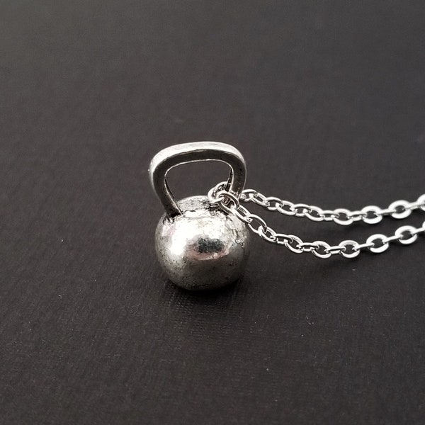 Silver Kettlebell Necklace - Fitness Jewelry - Personalized Necklace - Custom Gift - Weightlifting Necklace - Gym Jewelry - Crossfit Jewelry