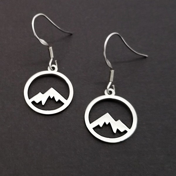 Mountain Earrings - Mountain Charm Earrings - Nature Earrings - Gift for Mom - French Hook Earrings - Dangle Earrings - Dainty Earrings