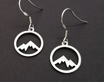 Mountain Earrings - Mountain Charm Earrings - Nature Earrings - Gift for Mom - French Hook Earrings - Dangle Earrings - Dainty Earrings