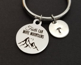 Faith Can Move Mountains Keychain - Faith Keychain - Custom Gift - Bible Verse Keychain - Religious Key Chain - Gift for Mom - Christian