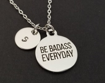 Be Badass Everyday Necklace - Weight Lifting Necklace - Fitness Necklace - Gym Necklace - Crossfit Necklace - Workout Necklace