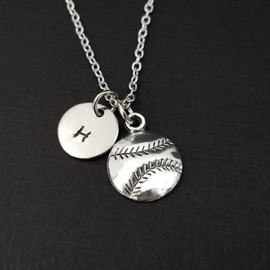 Silver Baseball Necklace - Baseball Charm Necklace - Personalized Necklace - Custom Gift - Sports Necklace - Softball Necklace