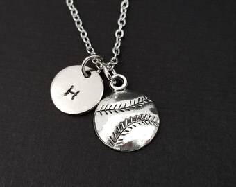 Silver Baseball Necklace - Baseball Charm Necklace - Personalized Necklace - Custom Gift - Sports Necklace - Softball Necklace