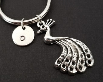 Peacock Animal Keychain - Cute Colorful Bird Key Ring With Chain For Purses & Bags