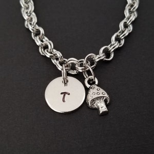Mushroom Bracelet - Mushroom Charm Bracelet - Woodland Bracelet - Charm Jewelry - Toadstool Bangle - Personalized Bracelet - Forest Bracelet