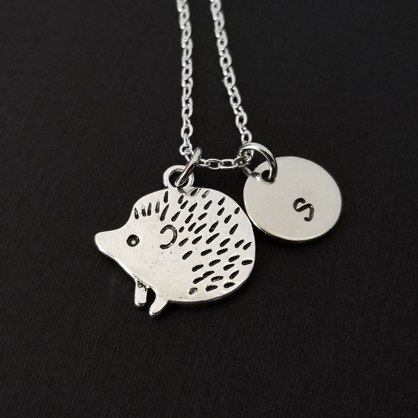 Hedgehog Necklace - Hedgehog Charm Necklace - Personalized Necklace - Custom Gift - Initial Necklace - Hedgehog Pendant - Animal Necklace