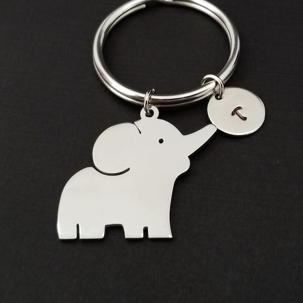 Baby Elephant Keychain - Custom Gift - Silver Keychain - Gift for Mom - Elephant Key Chain - Good Luck Token Keychain - Charm Keychain