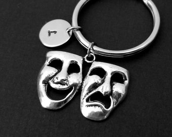 Silver Drama Keychain - Drama Key Chain - Comedy Tragedy Masks - Theater Gift - Actor Gift - Artist Keychain - Acting Keychain - Key Ring