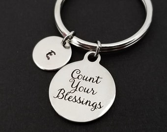 Porte-clé personnalisé - Bible verset porte-clef - cadeau personnalisé - compter vos bénédictions porte-clé - meilleur ami cadeau porte-clés - Christian Keychain