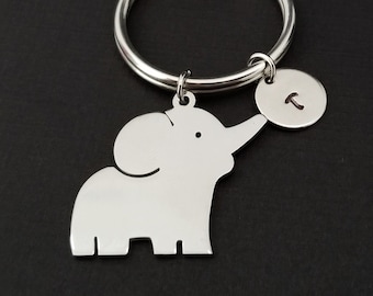 Baby Elephant Keychain - Custom Gift - Silver Keychain - Gift for Mom - Elephant Key Chain - Good Luck Token Keychain - Charm Keychain