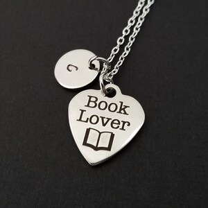 Stainless Steel Book Lover Necklace - Book Necklace - Personalized Necklace - Custom  Initial Necklace - Author Gift - Writer Necklace