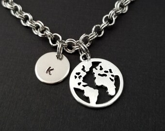 World Map Bracelet - World Map Bangle - Globe Charm Bracelet - World Bracelet - Globetrotter Bracelet - Earth Bangle Bracelet Charm