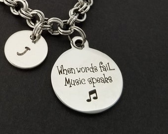 Music Lover Bracelet - Musician Bracelet Music Gift - Custom Bracelet - Personalized Bangle - Music Bangle - Singer Bracelet