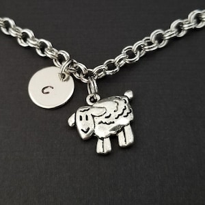 Sheep Jewelry - Sheep Charm Bracelet - Initial Bracelet - Charm Jewelry - Sheep Bracelet - Personalized Bracelet - Animal Gift