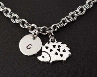 Hedgehog Bracelet - Hedgehog Charm Bracelet - Initial Bracelet - Charm Jewelry - Pet Loss Bracelet- Personalized Bracelet - Animal Gift