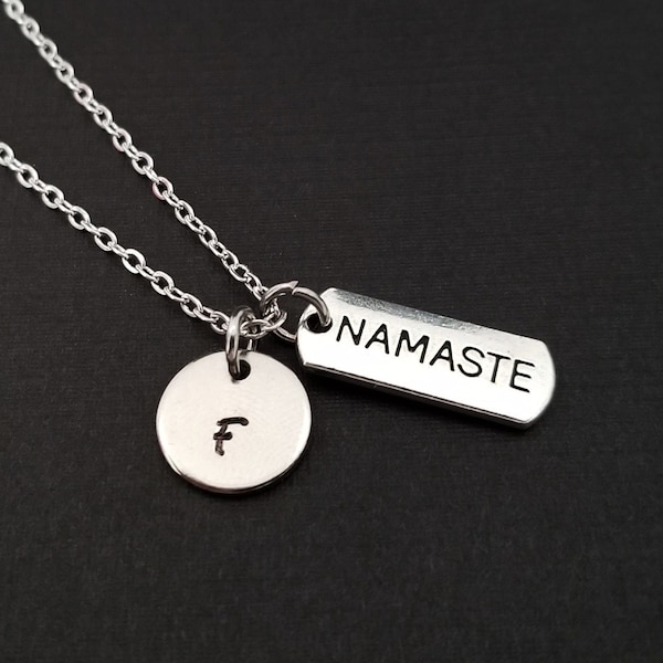 Silver Namaste Necklace - Inspirational Jewelry - Personalized Necklace - Custom Gift - Yoga Jewelry - Yoga Instructor Gift