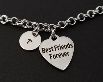 Best Friends Forever Bracelet - Best Friend Gift - Birthday Gift - Custom Bracelet - Personalized Bangle Silver Bracelet BFF Bracelet