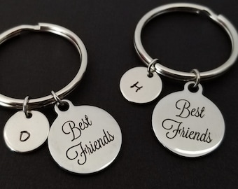 Two Best Friends Keychains - Best Friends Key Chains - Gift for Sister - Custom Gift - Best Friend Gift - Custom Gift Personalized Gift BFF