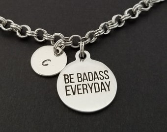 Fitness Jewelry - Be Badass Everyday Charm Bracelet - Charm Jewelry - Personalized Bracelet - Weightlifting Bracelet Mom Gift