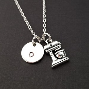 Cake Mixer Necklace - Baker Charm Necklace - Cook Personalized Necklace - Custom Gift - Initial Necklace - Baking Necklace - Chef Necklace
