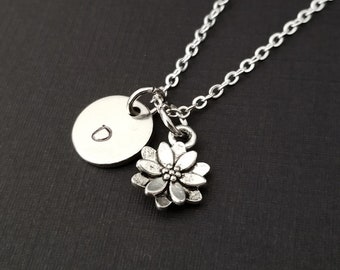 Poinsettia Necklace - Flower Charm Necklace - Personalized Necklace - Custom Gift - Initial Necklace - Dainty Flower Necklace