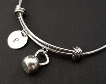 Kettlebell Bangle - Weightlifter Charm Bracelet - Weight Lifter Charm Bangle - Crossfit Bracelet - Kettlebell Bracelet Fitness Bracelet