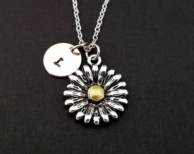 Daisy Necklace Detailed Daisy Charm Necklace Personalized Etsy