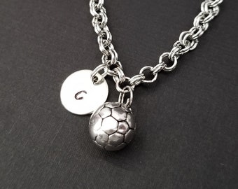 Soccer Ball Bracelet - Sports Bangle - Soccer Charm Bracelet - Soccer Player Bracelet - Football Bracelet - Football Player Gift