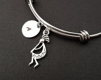 Kokopelli Bangle - Kokopelli Charm Bracelet - Expandable Bangle - Charm Bangle - Totem Bracelet - African Algaita Musician