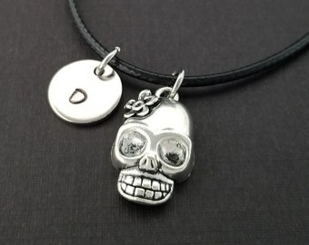 Floral Skull Charm Bracelet - Dia de Los Muertos Bracelet - Best Friends Bracelet - Day of the Dead Bangle - Halloween Bangle Skull Bracelet