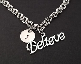 Believe Bracelet - Inspirational Charm Bracelet - Initial Bracelet - Christian Charm Jewelry - Best Friend Bracelet- Personalized Bracelet