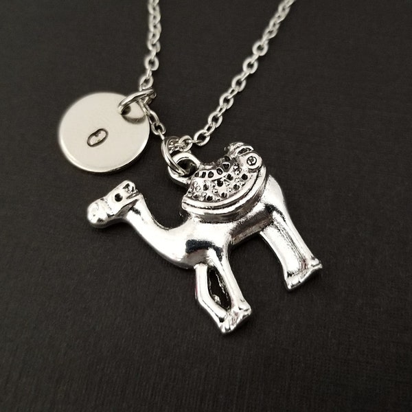 Silver Camel Necklace - Camel Charm Necklace - Personalized Necklace - Custom Gift - Initial Necklace - Silver Necklace - Best Friend Gift