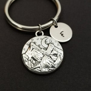 Mountain Keychain - Custom Gift - Silver Keychain - Forest Keychain - Mountain Key Chain - Tree Keychain - Mountain Gift - Mountain Key Ring