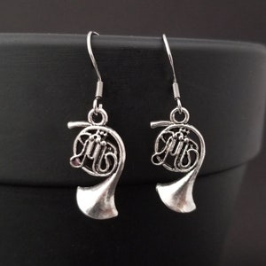 French Horn Earrings - French Horn Charm Earrings - Music Gift - Gift for Mom - French Hook Earrings - Dangle Earrings - Music Earrings