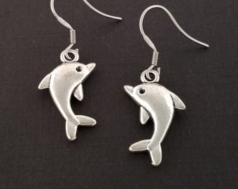 Dolphin Earrings - Dolphin Charm Earrings - Dolphin Gift - Gift for Mom - French Hook Earrings - Dangle Earrings - Ocean Earrings