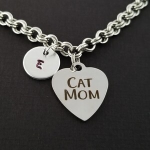 Cat Mom Bracelet - Cat Lady Bangle - Cat Bracelet - Cat Charm Bracelet - Cat Jewelry - Cat Lover Bangle - Cat Mom Jewelry - Cat Bangle Mmom