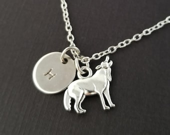 Silver Wolf Necklace - Wolf Charm Necklace - Personalized Necklace - Custom Gift - Initial Necklace - Wolf Jewelry - Best Friend Gift