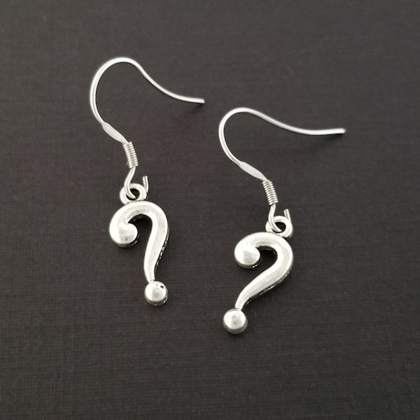 Question Mark Earrings - Question Charm Earrings - Question Earrings - French Hook Earrings - Dangle Earrings - Punctuation Earrings