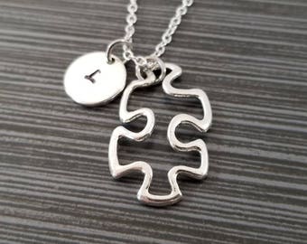 Puzzle Piece Necklace - Custom Gift - Puzzle Piece Gift - Autism Awareness - Autism Mom - Teacher Gift - Gift for Mom - Necklace Gift