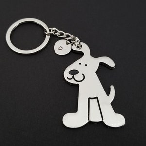 Silver Dog Keychain - Puppy Key Chain - Dog Lover Keyring - Large Dog Keyring - Gift for Best Friend - Pet Memorial Keychain - Vet Gift