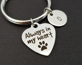 Always in my Heart Keyring - Pet Memorial Keychain - Memory Key Ring - Bereavement Gift - Sympathy Gift - Pet Loss Keychain - Pet Keychain