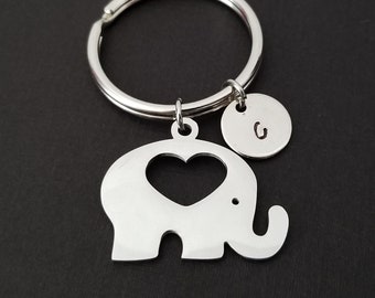 Elephant Keychain - Custom Gift - Silver Keychain - Gift for Mom - Elephant Key Chain - Good Luck Token Keychain - Charm Keychain